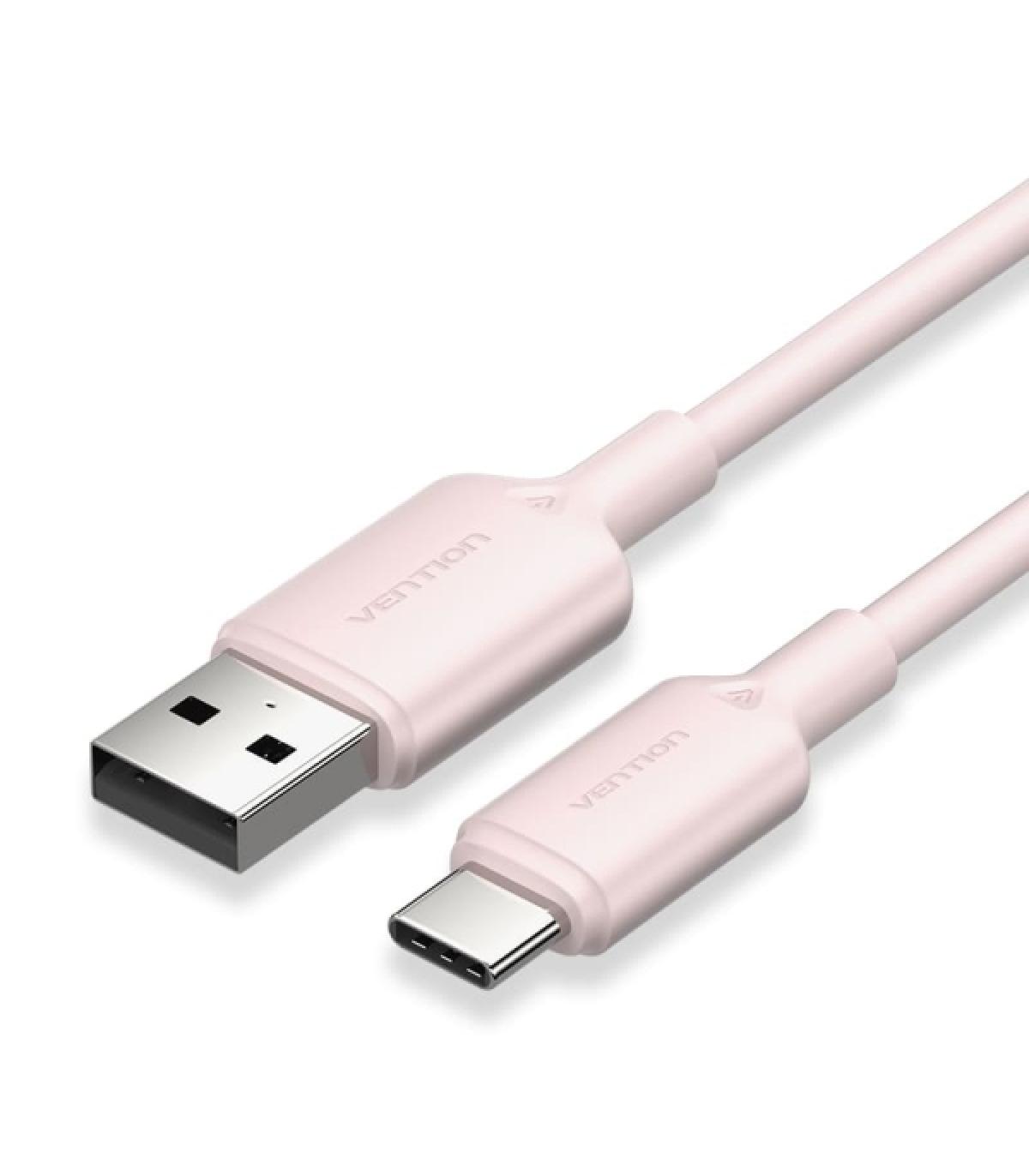 Vention Cable USB-C a USB-A 3A 60W - 2m - Trenzado - Color Rosa