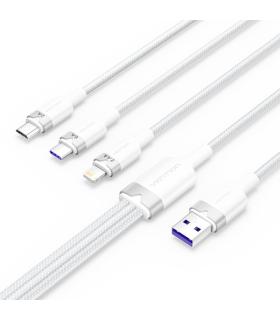 Vention Cable USB-A 2.0 a USB-C, Lightning, Micro-B 6A - 1.5m - Trenzado - Color Blanco