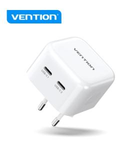 Vention Cargador USB-C+USB-C GaN - Carga rapida - Protecciones Integradas - Compatible con Multiples Dispositivos - Potencia 35W