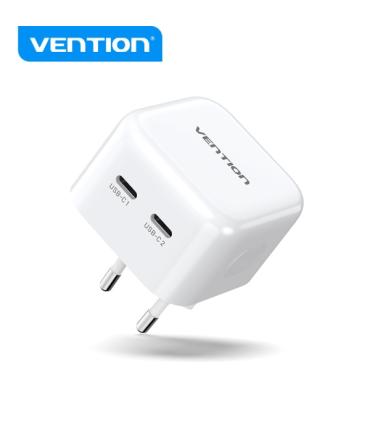 Vention Cargador USB-C+USB-C GaN - Carga rapida - Protecciones Integradas - Compatible con Multiples Dispositivos - Potencia 35W