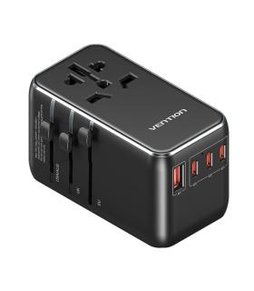 Vention Cargador de Viaje Universal GaN - 3xUSB-C, 1xUSB-A -100W - Color Negro