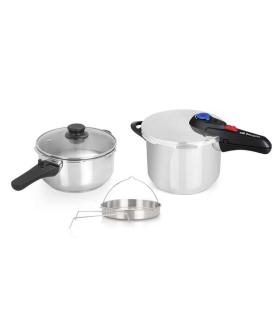 Orbegozo HP 4566 Olla Rapida de Acero Inoxidable - Dos Ollas con Sistema de Seguridad - Fondo Termo Difusor - Selector Gradual..