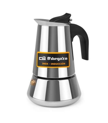 Orbegozo KFI 260 Cafetera de Acero Inoxidable Maximo Aroma en 2 Tazas Versatil para Gas - Vitroceramica - Electrico E Induccion.