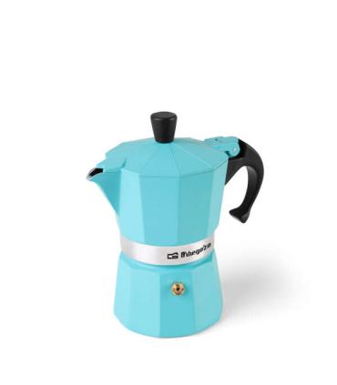 Orbegozo KFR 345 Cafetera de Aluminio - Prepara 3 Tazas de Cafe en Minutos - Compatible con Diferentes Tipos de Cocinas - Mango.