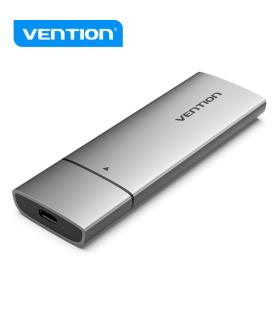 Vention Carcasa para SSD - USB 3.1 Gen 2C - 10 Gbps - Aluminio - Compatible M.2 NVMe - Incluye cable USB-C - Color Gris