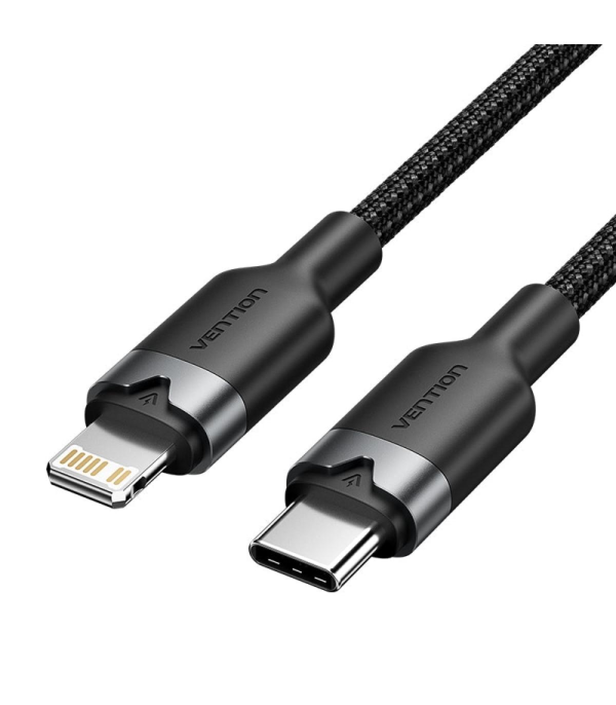 Vention Cable USB-C a Lightning 3A 27W - 1m - Trenzado - Color Negro