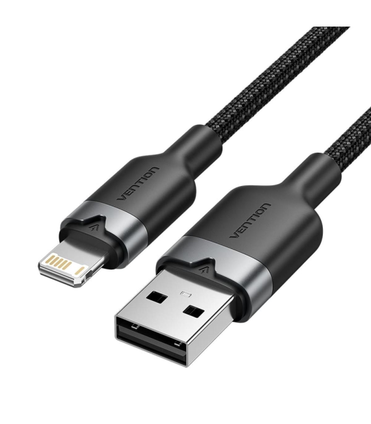 Vention Cable USB-A a Lightning 2.4A - 1m - Trenzado - Color Negro