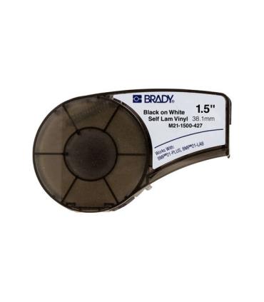 Brady M21-1500-427 Cinta de Etiquetas Original de Vinilo envolventes y autolaminables - Texto negro sobre fondo blanco - Ancho..