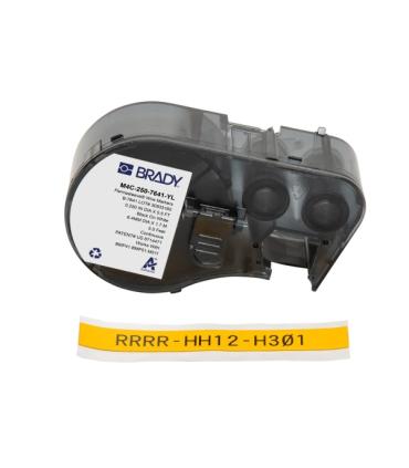 Brady M4C-250-7641-YL Cinta Termorretractil de Etiquetas - Texto Negro sobre Fondo Amarillo - Ancho 11.15mm x Largo 1.68m