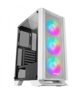 Mars Gaming MC-C Semitorre Gaming - Iluminacion FRGB - Ventana Cristal Templado - Soporte Refrigeracion Liquida - Compatible ATX