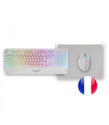 Mars Gaming MCP124 Combo Gaming 3en1 - Teclado H-Mech RGB - Raton Optico HUANO - Alfombrilla Nanotextil Rainbow - Compatibilidad