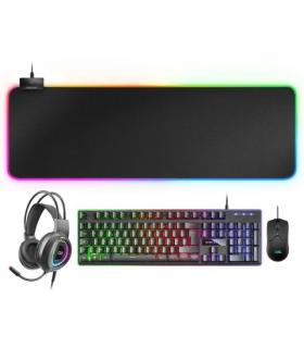 Mars Gaming MCPEXFR Combo Gaming 4 en 1 - Teclado H-MECH FRGB - Raton 10K DPI Ultraligero - Auriculares RGB FLOW - Alfombrilla..