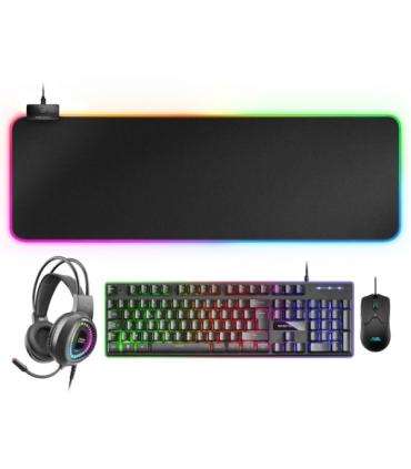 Mars Gaming MCPEXFR Combo Gaming 4 en 1 - Teclado H-MECH FRGB - Raton 10K DPI Ultraligero - Auriculares RGB FLOW - Alfombrilla..