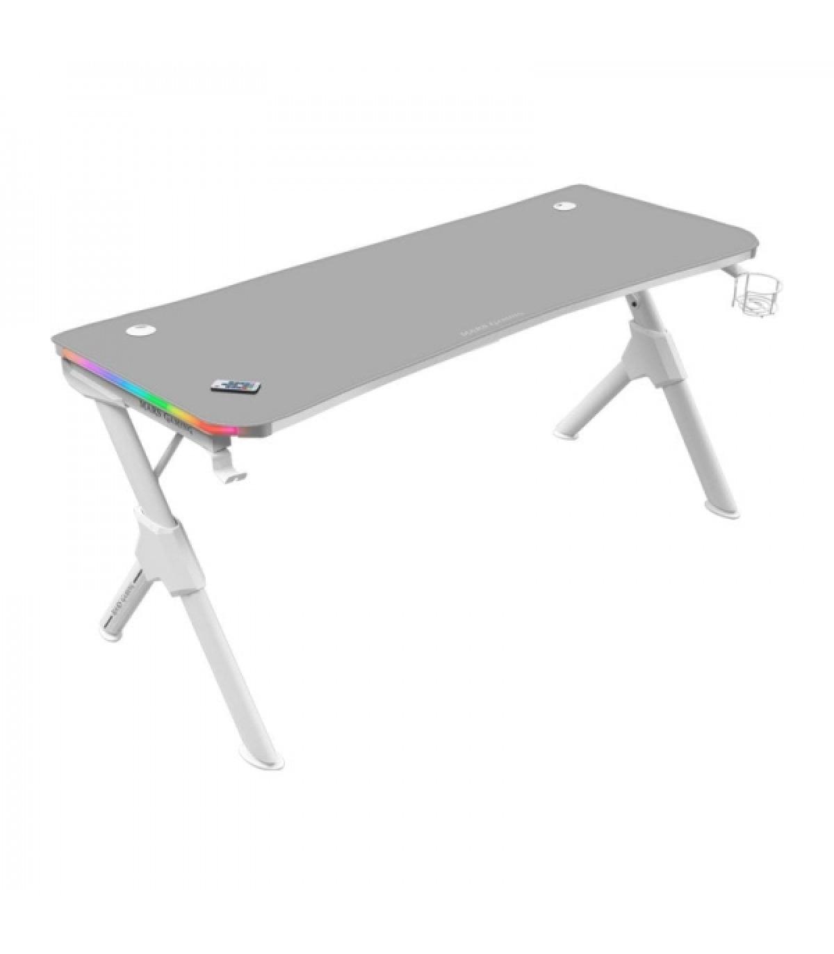 Mars Gaming MGD140RGB Mesa Gaming - Iluminacion 3D ARGB - Espacio Extragrande - Estructura de Acero - Alfombrilla Nanotextil ..