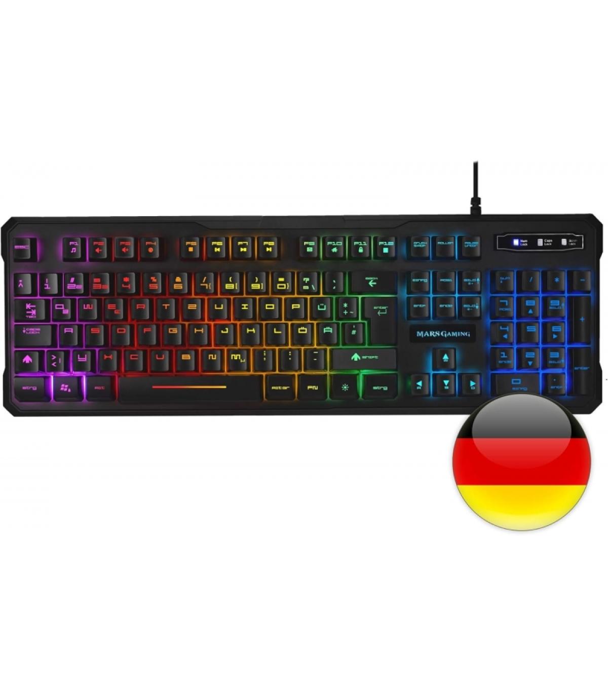 Mars Gaming MK218 Teclado Gaming - Retroiluminacion RGB 9 Efectos - Tecnologia H-MECH - Antighosting Completo - Compatible..