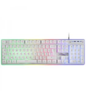 Mars Gaming MK220 Teclado Gaming - Tecnologia H-MECH - Iluminacion FRGB Rainbow Halo - Panel de Aluminio - Alta Durabilidad - Co