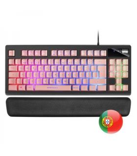 Mars Gaming MKAX Teclado Gaming - Iluminacion RGB 9 Efectos - Diseño Compacto TKL - Tecnologia H-Mech - Control de Volumen Rolle