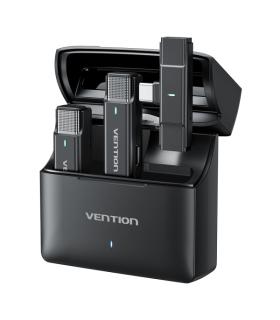 Vention Levalier Microfono Clip Inalambrico USB-C - Cancelacion de Ruido Avanzada - Bateria 30h - Rango 300m - Color Negro