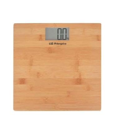 Orbegozo PB 2330 Bascula Electronica de Baño - Diseño de Madera de Bambu - Pantalla LCD con Luz - Activacion Tactil - Capacidad.