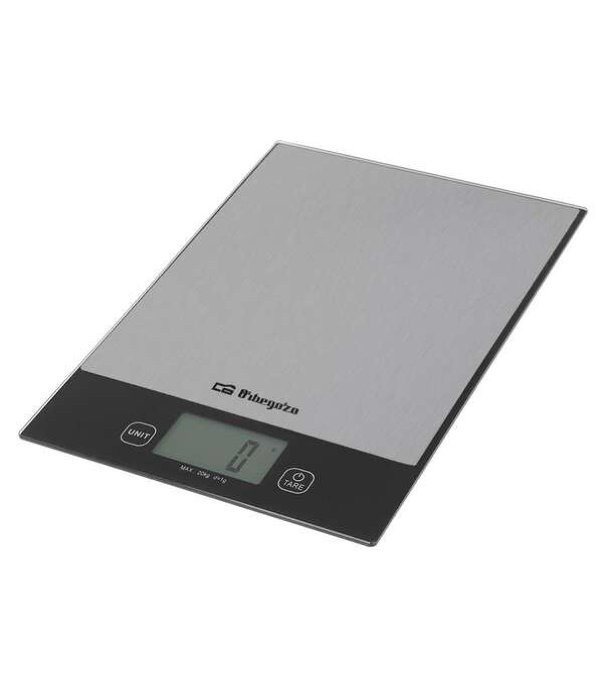 Orbegozo PC 2026 Bascula de Cocina Digital - Precision y Control en tus Recetas - Superficie de Cristal Templado - Pantalla LCD.