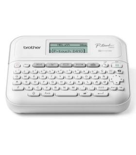 Brother P-Touch D410 Rotuladora Electronica - Con Conexion a PC - Pantalla LCD - Ancho Max. de Cinta 18mm - Color Blanco