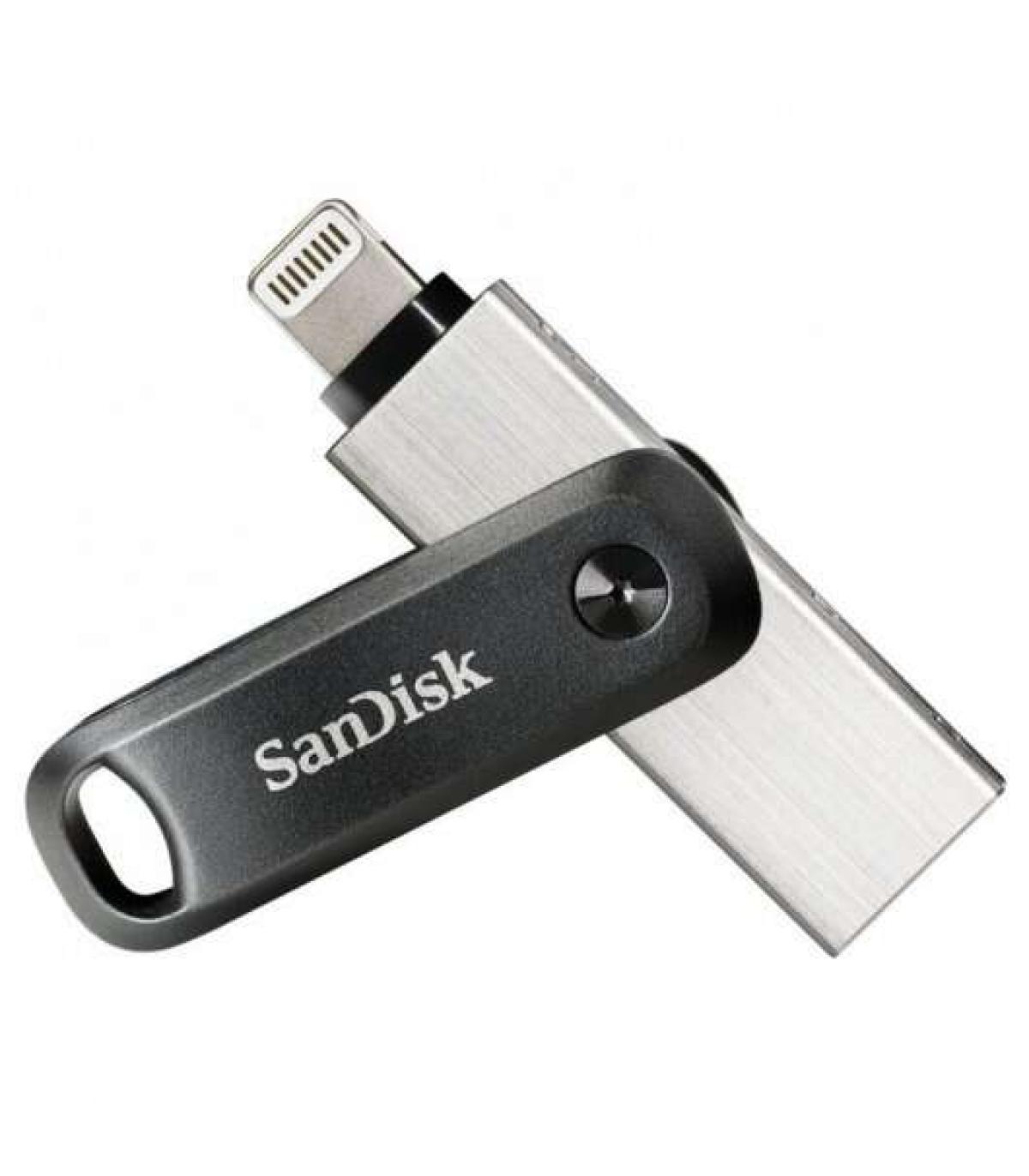 Sandisk IXpand Go Memoria USB 3.0 y Lightning 128GB - Diseño Metalico/Plastico - Color Acero/Negro (Pendrive