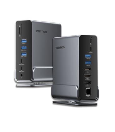 Vention Docking Station 15 en 1 USB-C a DisplayPort/2xHDMI/USB-C 3.2 Gen2/USB-C 3.2 Gen1/2xUSB 3.2 Gen2/USB3.0/2xUSB2.0/RJ45/SD/