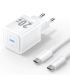 Vention Cargador de Pared GaN USB-C 20W - Cable USB-C 1m - Color Blanco