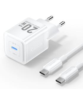 Vention Cargador de Pared GaN USB-C 20W - Cable USB-C 1m - Color Blanco