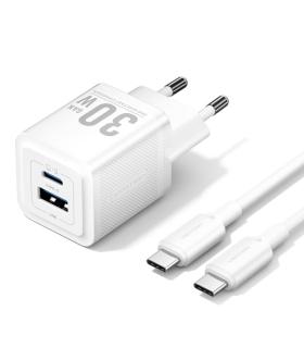 Vention Cargador de Pared GaN USB-C 30W - Cable USB-C 1m - Color Blanco