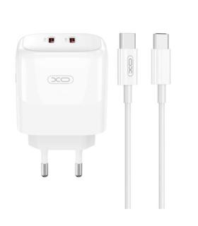 XO Pack Cargador de Corriente 2x USB-C 35W Carga Rapida + Cable USB-C 1m