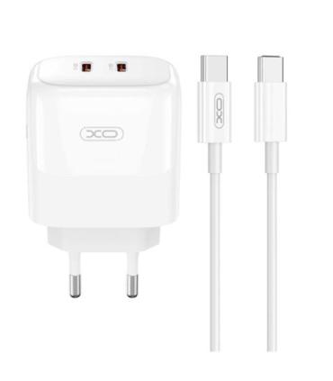 XO Pack Cargador de Corriente 2x USB-C 35W Carga Rapida + Cable USB-C 1m