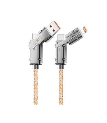 XO NB276 Cable USB 4 en 1 Multifuncion - 60W - 1 Metro - RGB - Color Plata