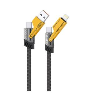 XO NB283 Cable USB 4 en 1 Multifuncion - 60W - 1 Metro - RGB - Color Negro