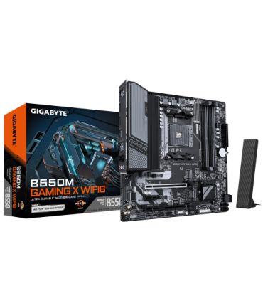 GIGABYTE B550M GAMING X WIFI6 Placa base - Procesadores AMD Ryzen 5000, VRM de 5+3 fases, hasta 3200 MHz DDR4, 1x M.2 PCIe 4.0..