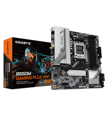 GIGABYTE B650M GAMING PLUS WIFI Placa base - Procesadores AMD Ryzen 9000, VRM de 5+2+2 fases, hasta 8000 MHz DDR5, 2xPCIe 4.0 M.