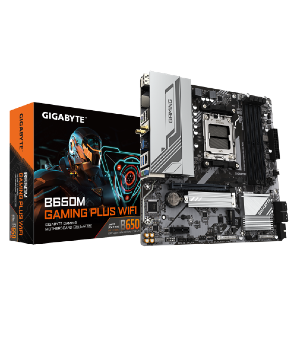 GIGABYTE B650M GAMING PLUS WIFI Placa base - Procesadores AMD Ryzen 9000, VRM de 5+2+2 fases, hasta 8000 MHz DDR5, 2xPCIe 4.0 M.