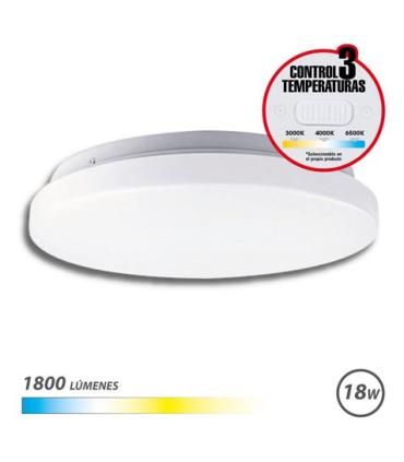 Elbat Aplique LED Techo Redondo 18W - 1800Lm - Selector 3 Temperaturas - Color Blanco