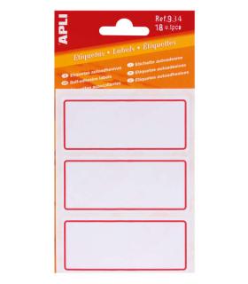 Apli Etiquetas Adhesivas Escolares Basicas - Tamaño 78x34mm - Ribete Rojo - 6 Hojas (18 Etiquetas) - Adhesivo Permanente de Alta