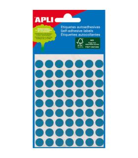 Apli Minibolsa de 288 Etiquetas Redondas Ø 8mm - 3 Hojas por 96 Etiquetas - Adhesivo Permanente - Color Azul