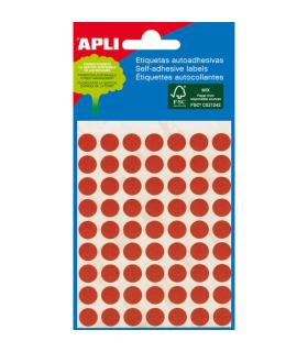 Apli Minibolsa de 288 Etiquetas Redondas Ø 8mm - 3 Hojas por 96 Etiquetas - Adhesivo Permanente - Color Rojo