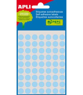 Apli Minibolsa de 315 Etiquetas Redondas Ø 10mm - 5 Hojas por 63 Etiquetas - Adhesivo Permanente - Color Azul