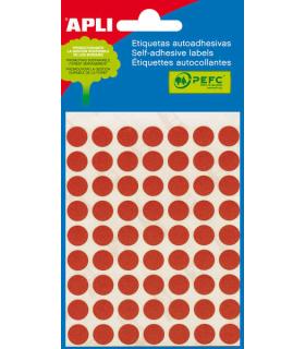 Apli Minibolsa de 315 Etiquetas Redondas Ø 10mm - 5 Hojas por 63 Etiquetas - Adhesivo Permanente - Color Rojo