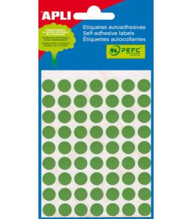 Apli Minibolsa de 315 Etiquetas Redondas Ø 10mm - 5 Hojas por 63 Etiquetas - Adhesivo Permanente - Color Verde