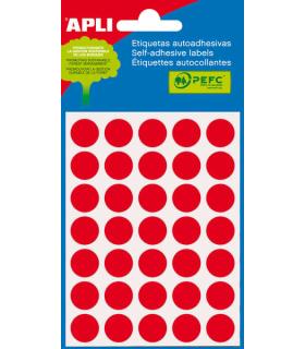 Apli Minibolsa de 175 Etiquetas Redondas Ø 13mm - 5 Hojas por 35 Etiquetas - Adhesivo Permanente - Color Rojo
