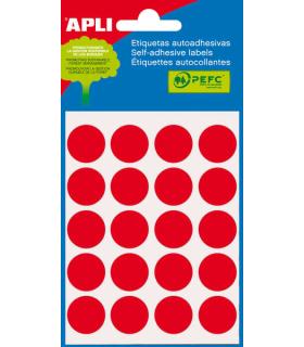 Apli Minibolsa de 100 Etiquetas Redondas Ø 19mm - 5 Hojas por 20 Etiquetas - Adhesivo Permanente - Aptas para Escritura con Lapi