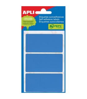 Apli Minibolsa de 15 Etiquetas Rectangulares 34x67mm - 5 Hojas por 3 Etiquetas - Adhesivo Permanente - Cantos Romos - Color Azul