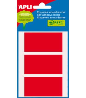 Apli Minibolsa de 15 Etiquetas Rectangulares 34x67mm - 5 Hojas por 3 Etiquetas - Adhesivo Permanente - Cantos Romos - Color Rojo