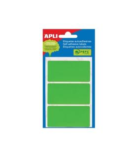 Apli Minibolsa de 15 Etiquetas Rectangulares 34x67mm - 5 Hojas por 3 Etiquetas - Adhesivo Permanente - Cantos Romos - Color Verd