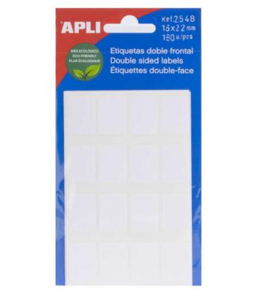 Apli Etiquetas Doble Frontal Blancas 16.0 x 22.0mm